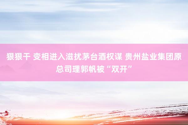 狠狠干 变相进入滋扰茅台酒权谋 贵州盐业集团原总司理郭帆被“双开”