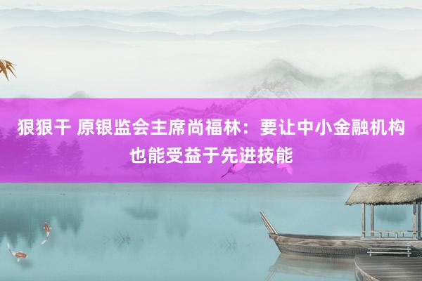 狠狠干 原银监会主席尚福林：要让中小金融机构也能受益于先进技能
