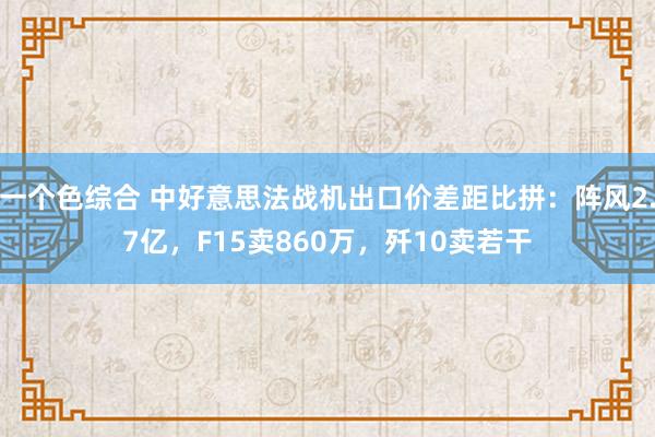 一个色综合 中好意思法战机出口价差距比拼：阵风2.7亿，F15卖860万，歼10卖若干