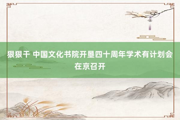 狠狠干 中国文化书院开垦四十周年学术有计划会在京召开