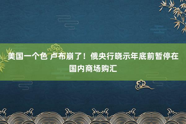 美国一个色 卢布崩了！俄央行晓示年底前暂停在国内商场购汇