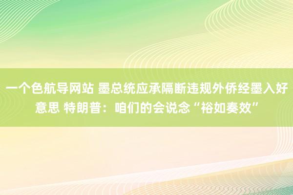 一个色航导网站 墨总统应承隔断违规外侨经墨入好意思 特朗普：咱们的会说念“裕如奏效”