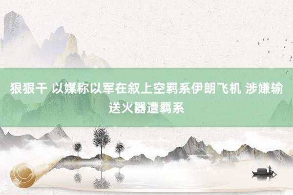 狠狠干 以媒称以军在叙上空羁系伊朗飞机 涉嫌输送火器遭羁系