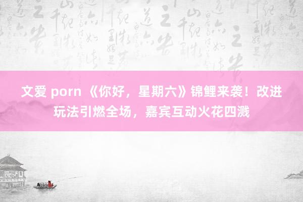 文爱 porn 《你好，星期六》锦鲤来袭！改进玩法引燃全场，嘉宾互动火花四溅