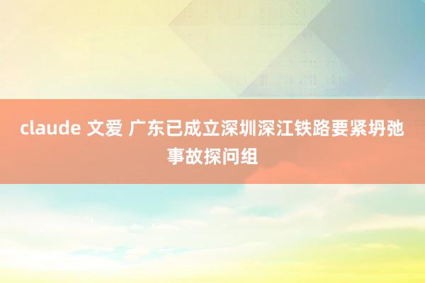 claude 文爱 广东已成立深圳深江铁路要紧坍弛事故探问组