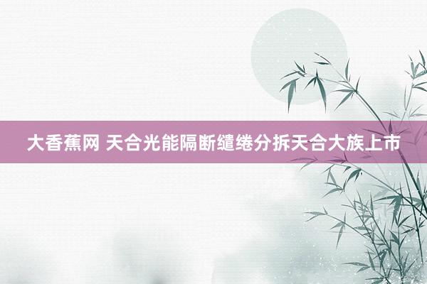 大香蕉网 天合光能隔断缱绻分拆天合大族上市
