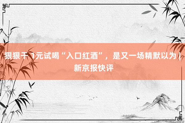 狠狠干 1元试喝“入口红酒”，是又一场精默以为 | 新京报快评