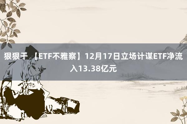 狠狠干 【ETF不雅察】12月17日立场计谋ETF净流入13.38亿元