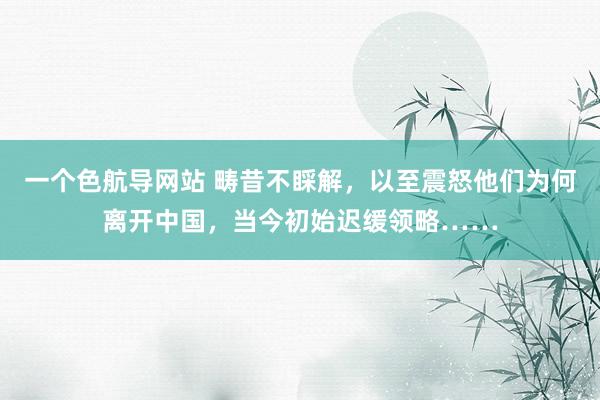 一个色航导网站 畴昔不睬解，以至震怒他们为何离开中国，当今初始迟缓领略……