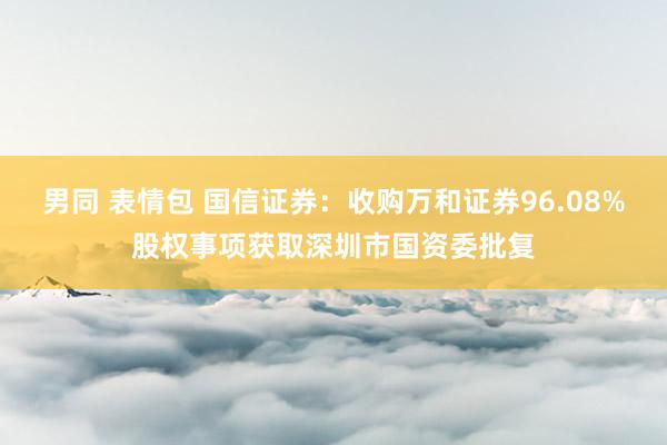 男同 表情包 国信证券：收购万和证券96.08%股权事项获取深圳市国资委批复