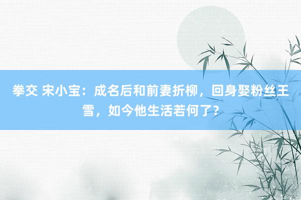 拳交 宋小宝：成名后和前妻折柳，回身娶粉丝王雪，如今他生活若何了？