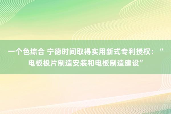 一个色综合 宁德时间取得实用新式专利授权：“电板极片制造安装和电板制造建设”