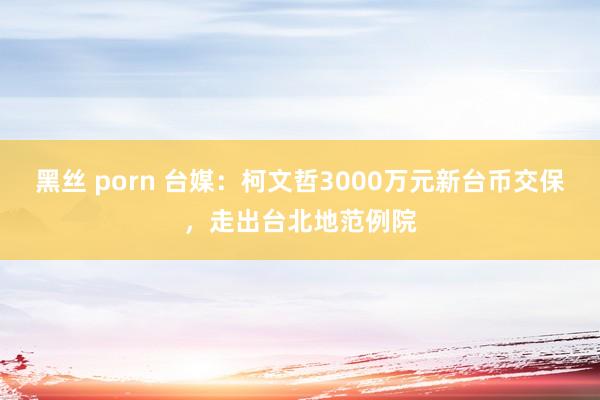黑丝 porn 台媒：柯文哲3000万元新台币交保，走出台北地范例院