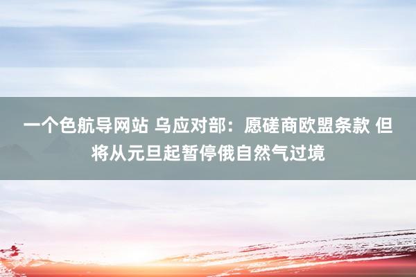 一个色航导网站 乌应对部：愿磋商欧盟条款 但将从元旦起暂停俄自然气过境