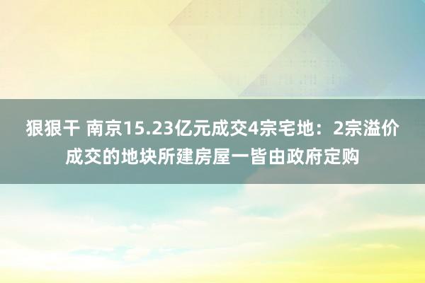 狠狠干 南京15.23亿元成交4宗宅地：2宗溢价成交的地块所建房屋一皆由政府定购