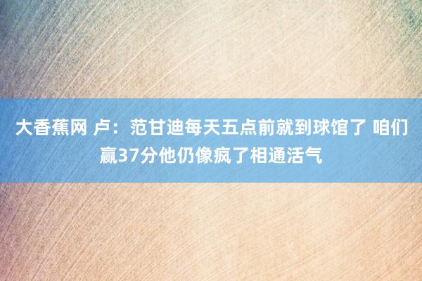 大香蕉网 卢：范甘迪每天五点前就到球馆了 咱们赢37分他仍像疯了相通活气