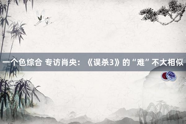 一个色综合 专访肖央：《误杀3》的“难”不大相似