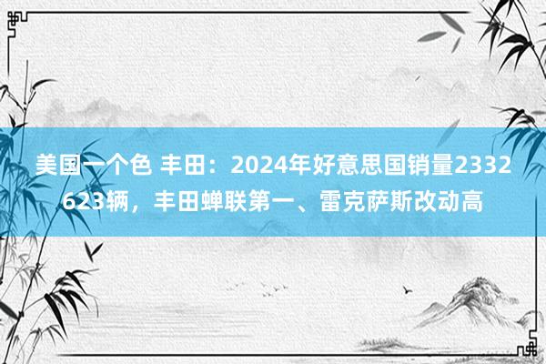 美国一个色 丰田：2024年好意思国销量2332623辆，丰田蝉联第一、雷克萨斯改动高