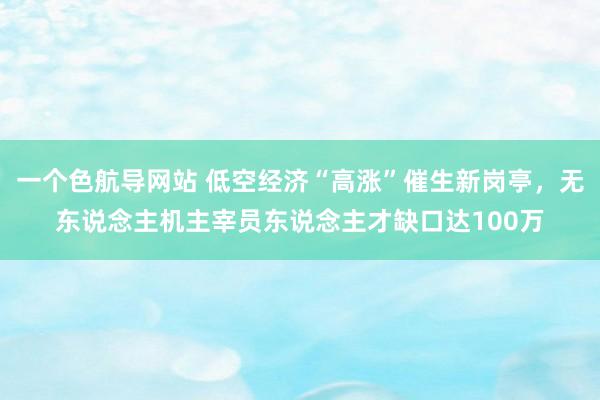 一个色航导网站 低空经济“高涨”催生新岗亭，无东说念主机主宰员东说念主才缺口达100万