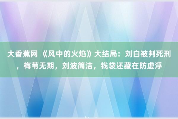大香蕉网 《风中的火焰》大结局：刘白被判死刑，梅苇无期，刘波简洁，钱袋还藏在防虚浮