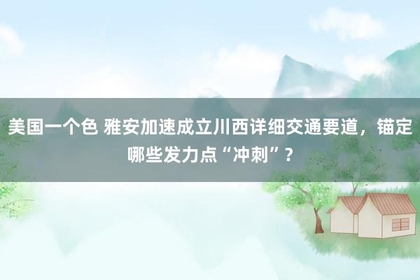 美国一个色 雅安加速成立川西详细交通要道，锚定哪些发力点“冲刺”？
