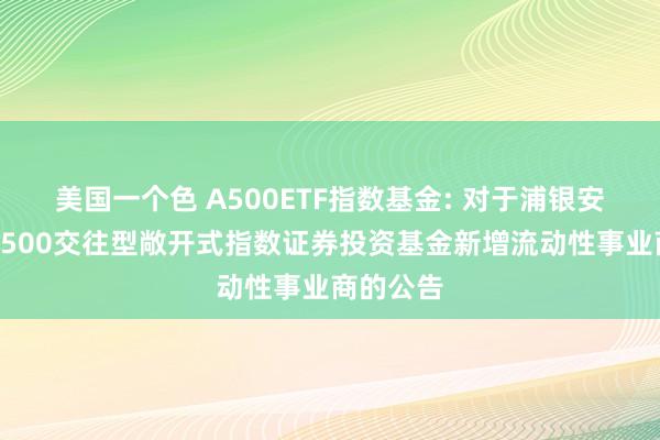 美国一个色 A500ETF指数基金: 对于浦银安盛中证A500交往型敞开式指数证券投资基金新增流动性事业商的公告
