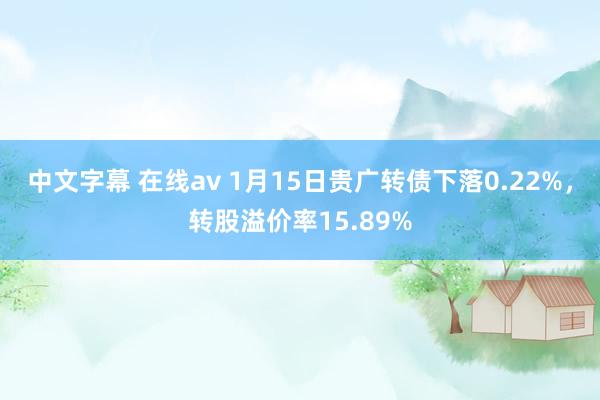 中文字幕 在线av 1月15日贵广转债下落0.22%，转股溢价率15.89%