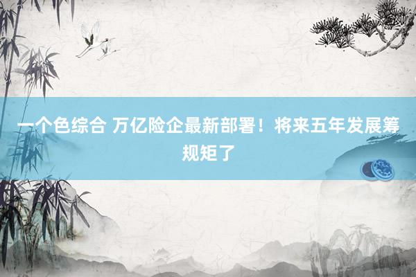 一个色综合 万亿险企最新部署！将来五年发展筹规矩了