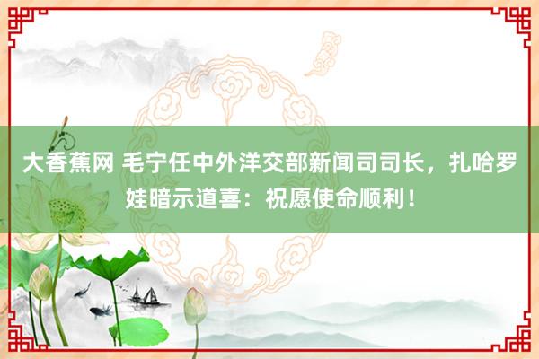 大香蕉网 毛宁任中外洋交部新闻司司长，扎哈罗娃暗示道喜：祝愿使命顺利！