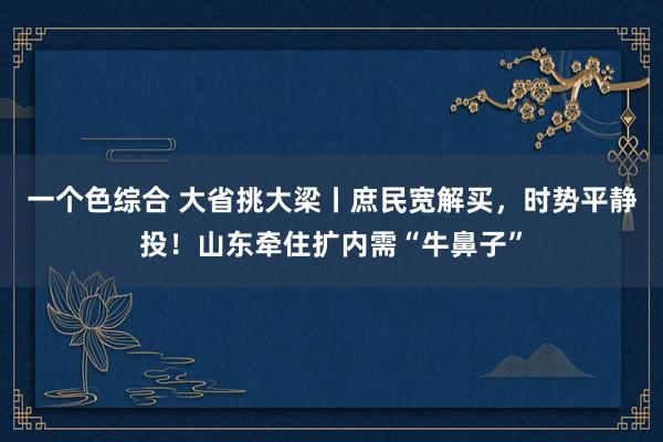 一个色综合 大省挑大梁丨庶民宽解买，时势平静投！山东牵住扩内需“牛鼻子”