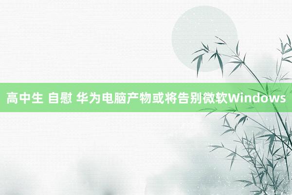 高中生 自慰 华为电脑产物或将告别微软Windows