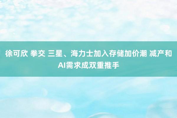 徐可欣 拳交 三星、海力士加入存储加价潮 减产和AI需求成双重推手