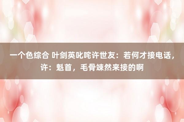 一个色综合 叶剑英叱咤许世友：若何才接电话，许：魁首，毛骨竦然来接的啊