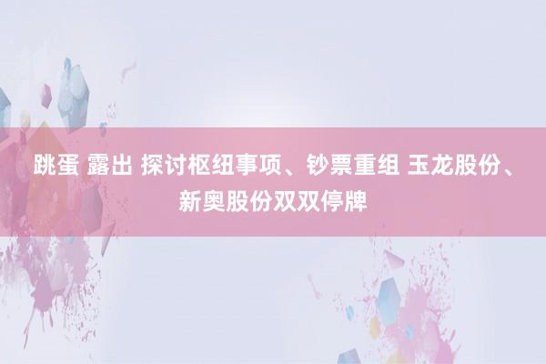 跳蛋 露出 探讨枢纽事项、钞票重组 玉龙股份、新奥股份双双停牌