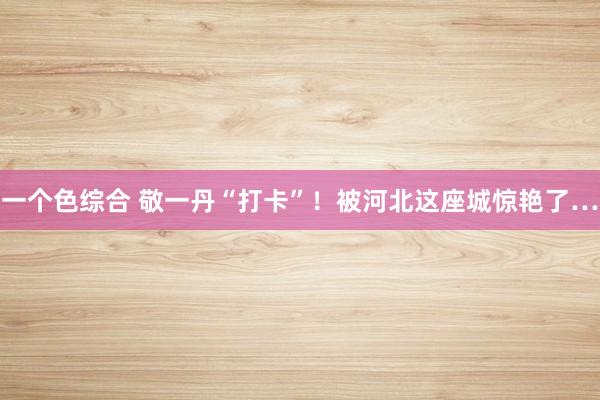 一个色综合 敬一丹“打卡”！被河北这座城惊艳了…