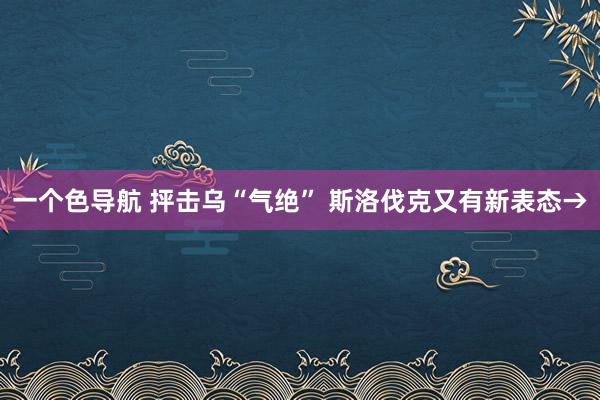一个色导航 抨击乌“气绝” 斯洛伐克又有新表态→