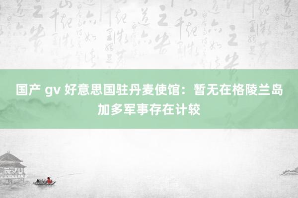 国产 gv 好意思国驻丹麦使馆：暂无在格陵兰岛加多军事存在计较