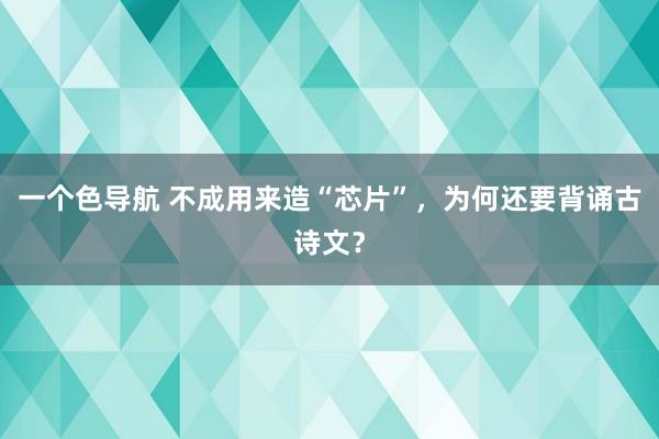 一个色导航 不成用来造“芯片”，为何还要背诵古诗文？