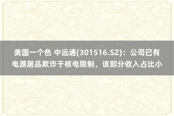 美国一个色 中远通(301516.SZ)：公司已有电源居品欺诈于核电限制，该部分收入占比小
