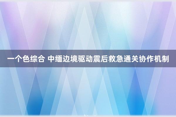 一个色综合 中缅边境驱动震后救急通关协作机制