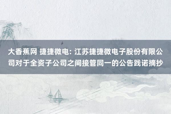 大香蕉网 捷捷微电: 江苏捷捷微电子股份有限公司对于全资子公司之间接管同一的公告践诺摘抄