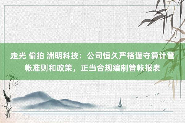 走光 偷拍 洲明科技：公司恒久严格谨守算计管帐准则和政策，正当合规编制管帐报表