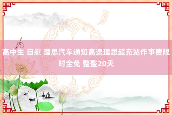 高中生 自慰 理思汽车通知高速理思超充站作事费限时全免 整整20天