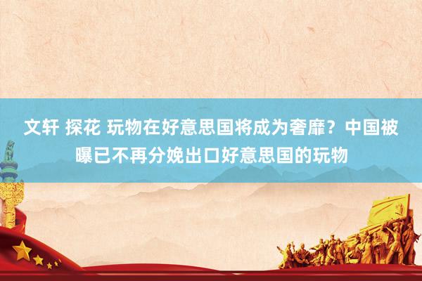 文轩 探花 玩物在好意思国将成为奢靡？中国被曝已不再分娩出口好意思国的玩物