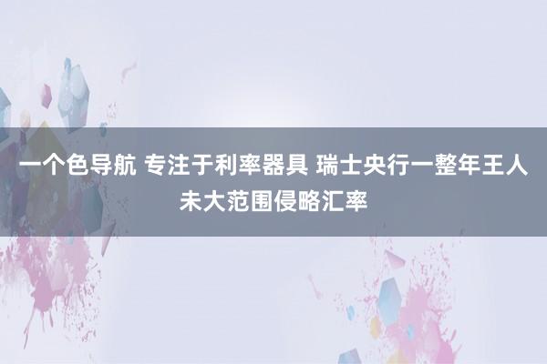 一个色导航 专注于利率器具 瑞士央行一整年王人未大范围侵略汇率