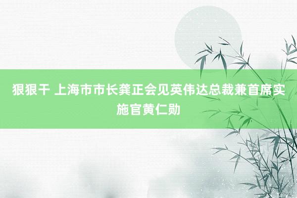 狠狠干 上海市市长龚正会见英伟达总裁兼首席实施官黄仁勋