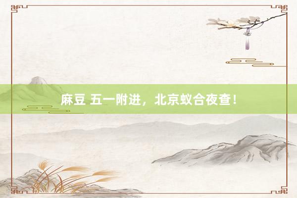 麻豆 五一附进，北京蚁合夜查！