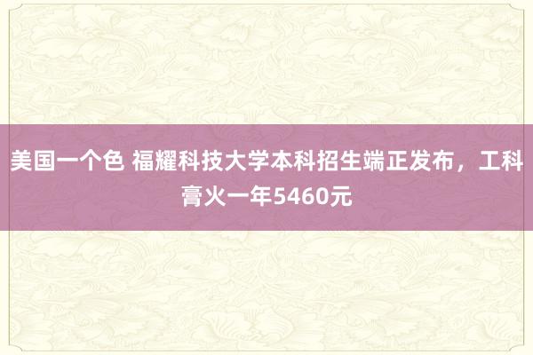 美国一个色 福耀科技大学本科招生端正发布，工科膏火一年5460元